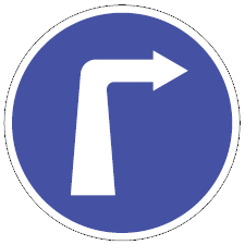 COMPULSORY TURN RIGHT: (in advance of junction)